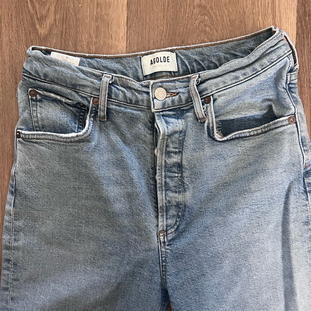 Agolde Light Blue Denim Straight Fit Jeans - Picture 6 of 12